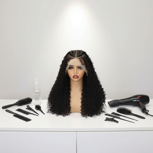 Peluca trenzada de cabello humano <span class=keywords><strong>con</strong></span> encaje frontal completo 13x4, onda de agua, para <span class=keywords><strong>trenzas</strong></span>, onda natural, pre-arrancada, rizada, pelucas frontales de cabello humano - Product Image 3