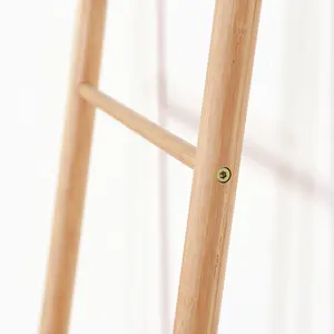 Natural Eco-friendly Bamboo Blanket Ladder Wooden Bathroom Toilet Freestanding Towel Rack Stand Wall Coat Hanger