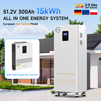Stock UE 16 kWh avec onduleur hybride intégré de 5 kW, batterie LiFePO4 51,2 V 300 Ah, 314 Ah, 330 Ah, système solaire tout-en-un avec batterie et onduleur