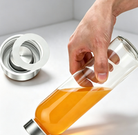 Bouteille d'eau en verre transparent de qualité alimentaire 1L avec bouchon à vis en métal pour jus, thé et eau