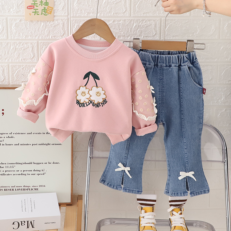 Conjunto Jean rosa blanca foto 1