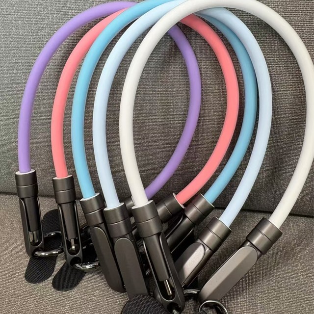 2-in-1 Charging Lanyard & Wrist Strap Mobile Phone Cord with Type-C to C Connector 30cm Adjustable Length for Android