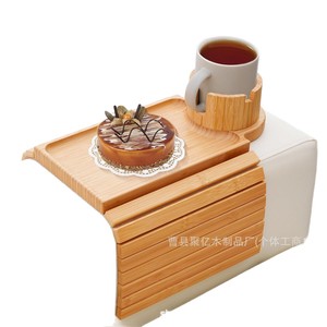 Bandeja de madera para reposabrazos de sofá con portavasos para almacenamiento de aperitivos, comidas y bebidas - Product Image 5