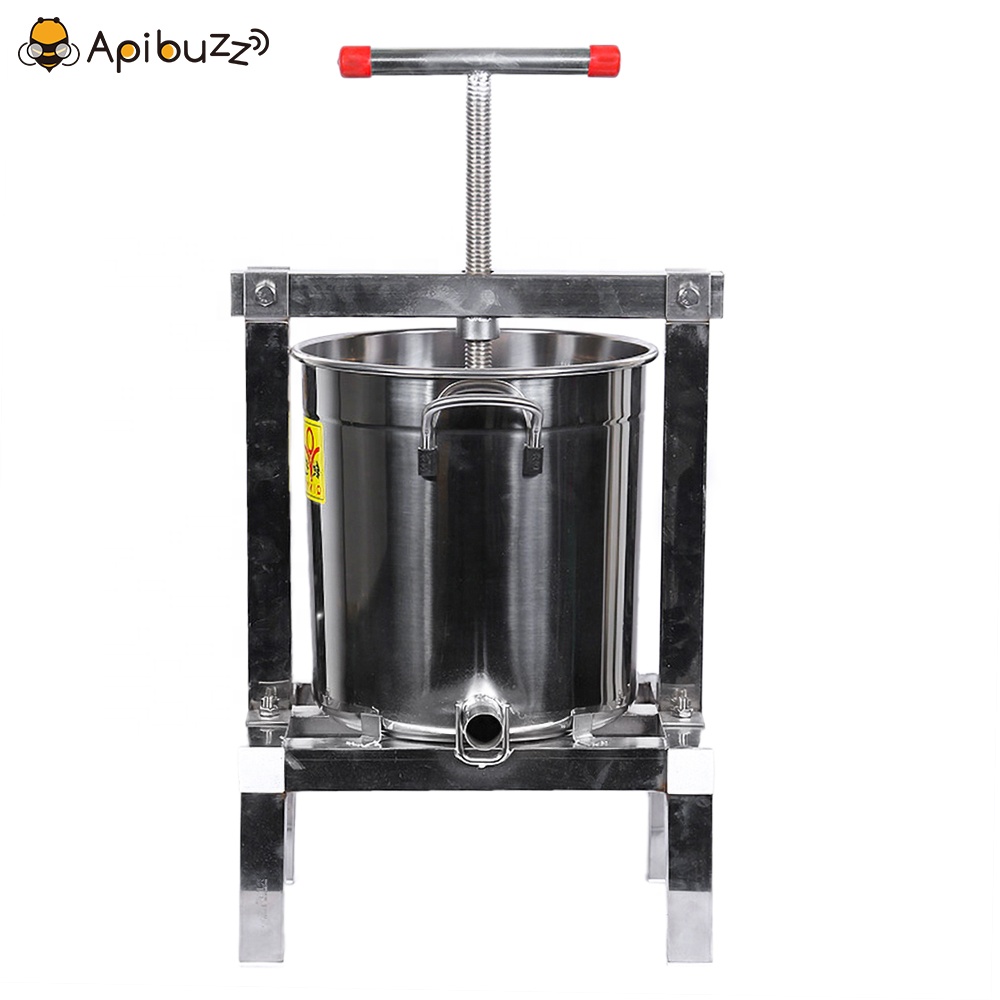 Enclosed Stainless Steel Large Hand Crank Honey Wax Press Machine with Bucket Extractor Filter Beekeeping Equipment Supplies