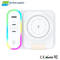 Station de charge sans fil magnétique pliable 8 en 1 avec câble de charge rapide rétractable PD Type C 65W pour support de chargeur de chevet