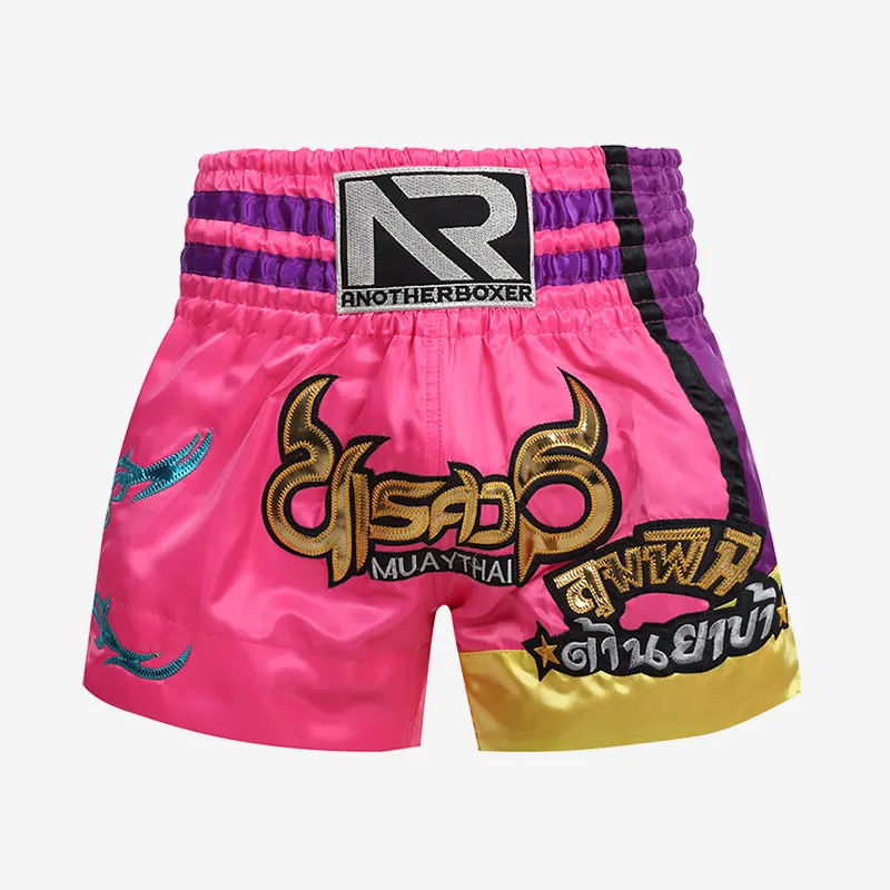 Atacado Kick Boxing Shorts Logotipo personalizado Cor bonita Muay Thai Shorts Atacado Muay Thai Boxing Shorts