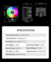 Gamer-X Venta caliente CPU Disipador de calor ARGB LED Sistema de refrigeración 120x120x25mm Fluid Bearing Processor Cooler
