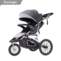 Poussette bébé Purorigin 3 roues pliable, luxe, sûre, confortable, multifonctionnelle, système de voyage, tricycle, poussette de jogging pour bébés
