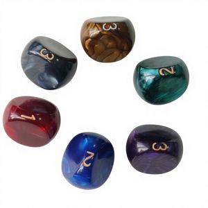 Juego de dados poliédricos personalizables con efecto mármol, redondeados en 3 lados para juegos de mesa D&D RPG, dados D3 de acrílico con efecto perla - Product Image 2