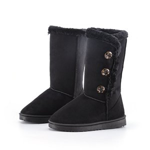 Bottes d'hiver pour femmes, bottes à semelle épaisse, mi-hautes, à la mode, doublure en coton chaud, en cuir artificiel - Product Image 3