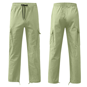 Comfortable Lightweight Mens Cargo <b>Trousers</b> with High <b>Elastic</b> Waist Canvas Fabric for <b>Work</b> Travel & Outdoor Activities - Product Image 3