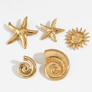 CLIOROカスタマイズ可能なステンレス鋼ブローチ女性用ハイエンドオーシャンシリーズシェルサンデザインパーソナライズされた女性のファッション - Product Image 2