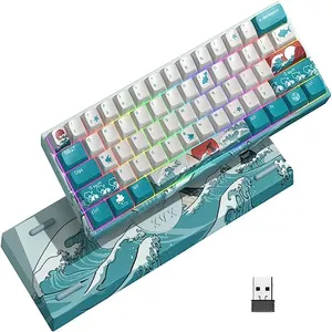 60% Keyboard 63 Keys Blue Red Switch Custom Keycaps USB Wired Wireless Gaming Fashion RGB Backlit Optical Mechanical Keyboard