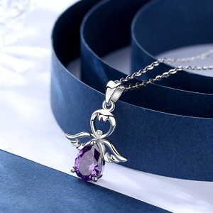 Collar de Plata de Ley 925 Merryshine con Alas de Cristal Morado y Ángel Guardián para Mujer - Product Image 3