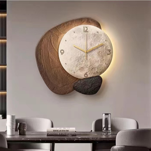 2024 현대 추상 돌 풍경 UV 절단 가장자리 손으로 만든 벽 홈 <span class=keywords><strong>LED</strong></span> 거실 벽 장식에 대 한 시계 장식 - Product Image 5