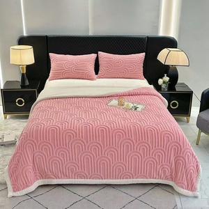 Couverture en flanelle corail personnalisée Double couche <span class=keywords><strong>polaire</strong></span> d'agneau d'hiver solide rouge épaissi techniques tricotées pour un usage domestique - Product Image 2