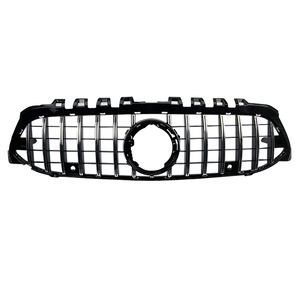 Grille avant AMG GT verticale pour Mercedes-Benz Classe A W177, modification en plastique noir brillant argenté, kit de modernisation pour pare-chocs avant - Product Image 1