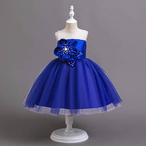 Elegant Girl Party <b>Dress</b> <b>One</b> Shoulder Flower Embellished Tulle Gown Kids <b>Birthday</b> Wedding Bridesmaid - Product Image 1