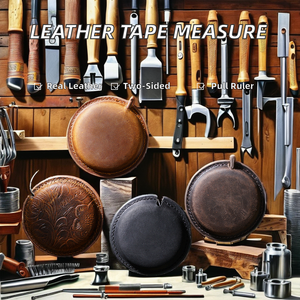 Ручной работы из натуральной кожи двухсторонняя мини-выдвижная линейка для шитья мини-рулетка - Product Image 2