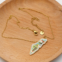 Collar de Moda con Colgante de Acero Inoxidable, Diseño de Mapa de Jerusalén, Palestina, Kufiya Colorida Personalizada, Herencia Árabe Musulmana, Venta al Por Mayor