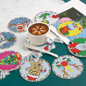 5D DIY Mandala Flor de Natal Animal Oceano 6/8/9/12/18 Peças Com Stand Titular Chá DIY Pintura Diamante Coaster Set Kit - Product Image 5
