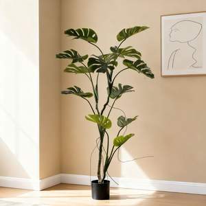 Plantes artificielles en plastique Monstera <span class=keywords><strong>Deliciosa</strong></span> hautement réalistes en pot pour l'aménagement intérieur, les remises de diplômes et les mariages - Product Image 4