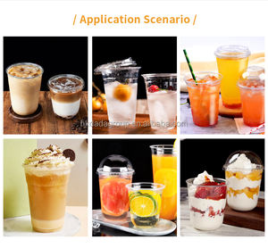 Gobelets à café en PET transparents jetables avec couvercle de 90 mm, logo personnalisé, 12/14/16/20/24/16 oz, pour crème glacée et smoothies - Product Image 3