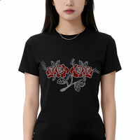 Transferts thermocollants personnalisés en strass motif rose pour T-shirt