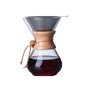 Yoshan 400ml 600ml 800ml Grande/Petite Taille à Usage Unique Vente Chaude Classique Anti-Brûlure Chemex Verre à Café avec Poignée en Bois - Product Image 1