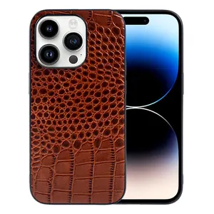 genuine cowhide leather phone case for iphone 15,for iphone 15 pro case crocodiles leather