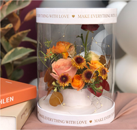 Ramo de flores de cilindro redondo, caja de regalo con tapa y cinta, Cubo de flores de PVC transparente