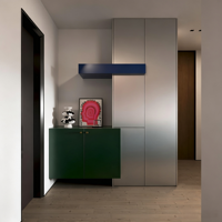 Meuble de rangement d'entrée moderne à blocs de couleur, armoire à chaussures personnalisée pour l'entrée, meuble d'entrée, étagère à chaussures en bois moderne