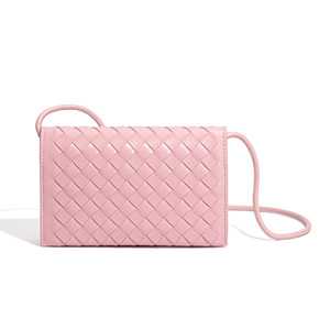 Guangzhou Handmade woven crossbody bag PU polyester braided <b>purse</b> <b>Small</b> square fashion bag Flap closure coin <b>purse</b> - Product Image 3