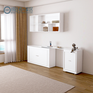 Nhỏ Đôi Loại phòng nghiên cứu tiết kiệm không gian Giường ẩn tường giường với bánh xe cho tất cả người lớn và trẻ em với giường tủ - Product Image 2