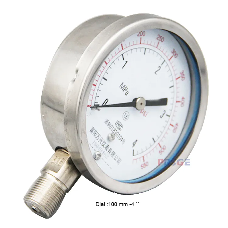 FREE SAMPLE Best price manufactier pressure gauge oil filled 4 inch hydraulic pressure gauge digital with SS304/SS316