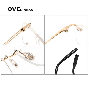 Montura de gafas de titanio puro 2024 para hombres y mujeres, monturas de gafas cuadradas sin montura para hombre y mujer, gafas completas coreanas - Product Image 4