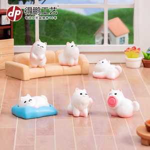 Figura de cachorro samoyedo, decoración de resina en miniatura para casa de muñecas, adorno de escritorio - Product Image 2