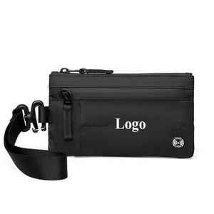 Porte-cartes fin anti-vol RFID avec logo personnalisé, faible MOQ, mini porte-monnaie léger en nylon X-Pac, porte-clés de voyage unisexe - Product Image 1