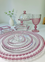 Assiette en verre à perles violettes en plusieurs tailles pour mariage et fête