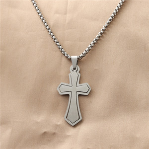 Stainless Steel <b>Cross</b> Pendant Necklace Men's Geometric Design 12001 - Product Image 1