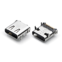 Conector Profesional JUSHUO USB Tipo-C, Receptáculo de 24 Pines, Corriente Nominal de 5A, Material de Latón LCP, Blindado, Orificio Vertical de 9.85mm