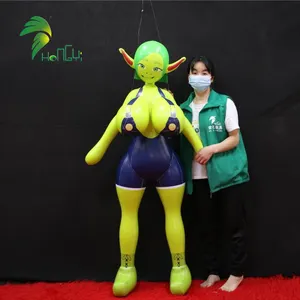 Customized Elf Inflatable Balloon Green Fairy Girl Cartoon Sexy Character Doll PVC Inflatable Lady with Big boobs