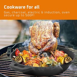 Sartén de Hierro Fundido Pre-Sazonada SEB, Sartén Antiadherente | Apto para Horno, Estufa o Parrilla <span class=keywords><strong>al</strong></span> Aire Libre, Soporte para Pollo, Asador - Product Image 4
