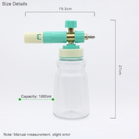 DJ-PA004 1000ml Bouteille en PP de qualité alimentaire avec valve en cuivre pur à rotation rapide, Canon à mousse PA, Pulvérisateur de lavage auto réglable double usage, Anti-corrosion