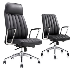 Silla de Oficina Ejecutiva Ergonómica Giratoria de Cuero PU Negra Moderna con Respaldo Alto al por Mayor - Product Image 1
