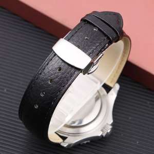 Bracelet de <span class=keywords><strong>montre</strong></span> classique en cuir véritable, grain de litchi, bracelet en cuir de vache souple avec fermoir papillon pour montres générales - Product Image 6