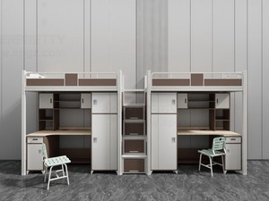 Lit superposé tout-en-un en métal, style loft moderne, avec table <span class=keywords><strong>et</strong></span> échelle, pour logement du personnel, dortoir de travailleurs, chambre d'école, CE - Product Image 1