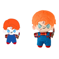 Poupée en peluche Chucky, personnage d'horreur, version restaurée, avec tenue en tissu tissé, figurine rembourrée pour Halloween, accessoire de scène pour fête d'horreur