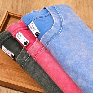 เสื้อยืดโอเวอร์ไซส์วินเทจสำหรับผู้ชาย พิมพ์ลายโลโก้แบบดิสเทรส ทรงไหล่ตก ผ้าหนา สไตล์สตรีทแวร์ - Product Image 1