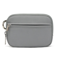 Portefeuille de voyage unisexe en nylon avec fermeture éclair, mini sac à poignet personnalisé avec logo, multi-poches, fenêtre d'identification, étanche, en polyester